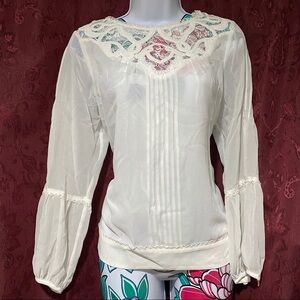 Mint Velvet White Lace Long Sleeve Blouse